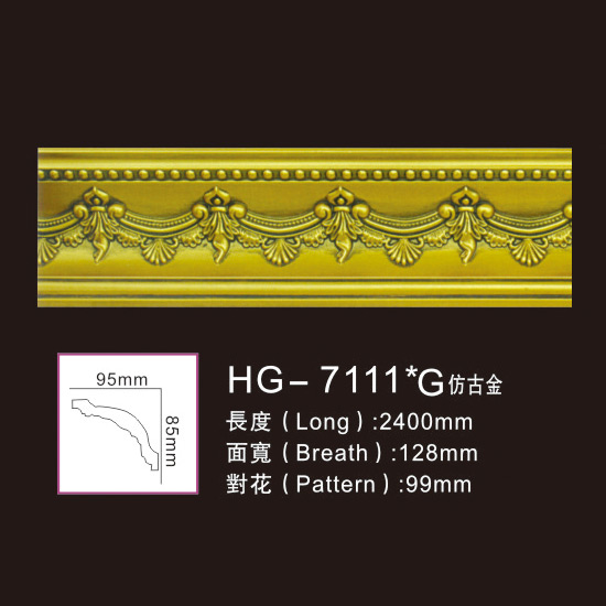 Original Factory Gypsum Golden Ceiling Crown Moulding -
 Effect Of Line Plate1-HG-7111G Antique Gold – HUAGE DECORATIVE