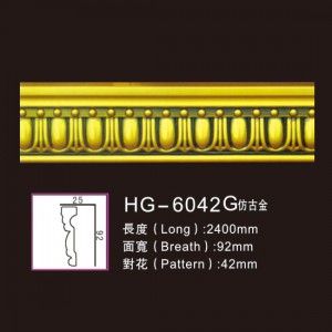 Newly Arrival Pu Polyurethane Cornice Mouldings -
 Effect Of Line Plate1-HG-6042G Antique Gold – HUAGE DECORATIVE
